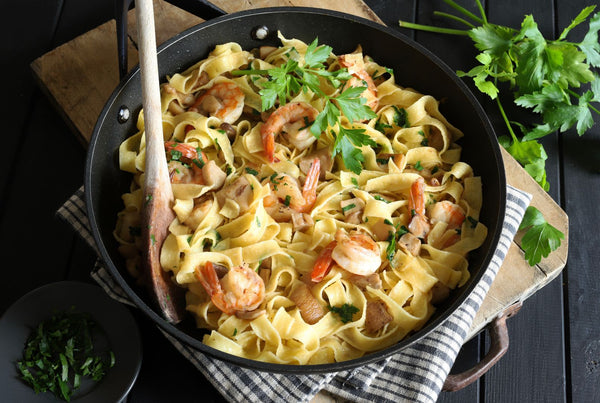 Pasta med räkor och vitlök